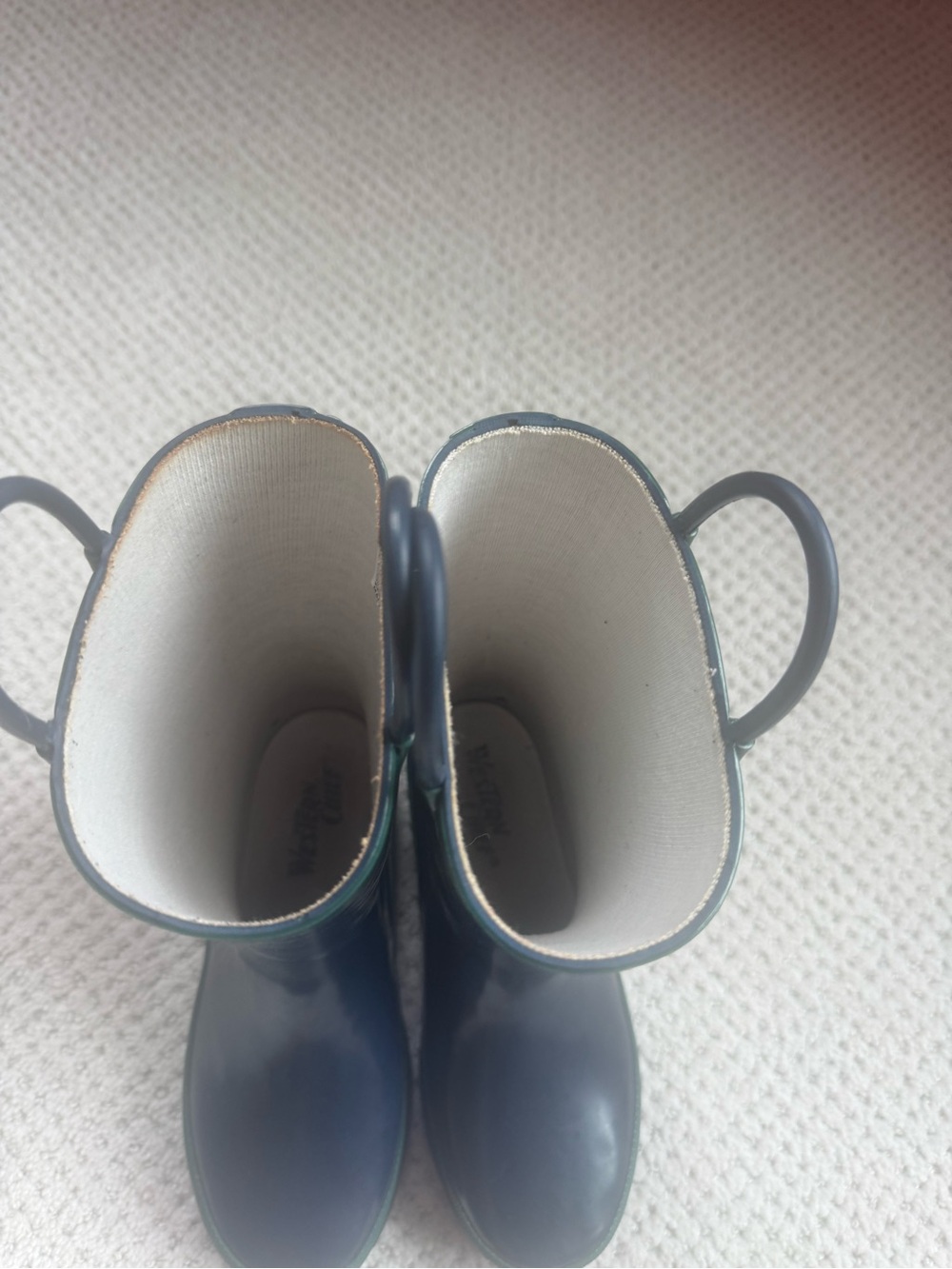 Western Chief- Kids Navy Rain Boots with Green Trim - Easy Pull-On - Picture 3 of 4